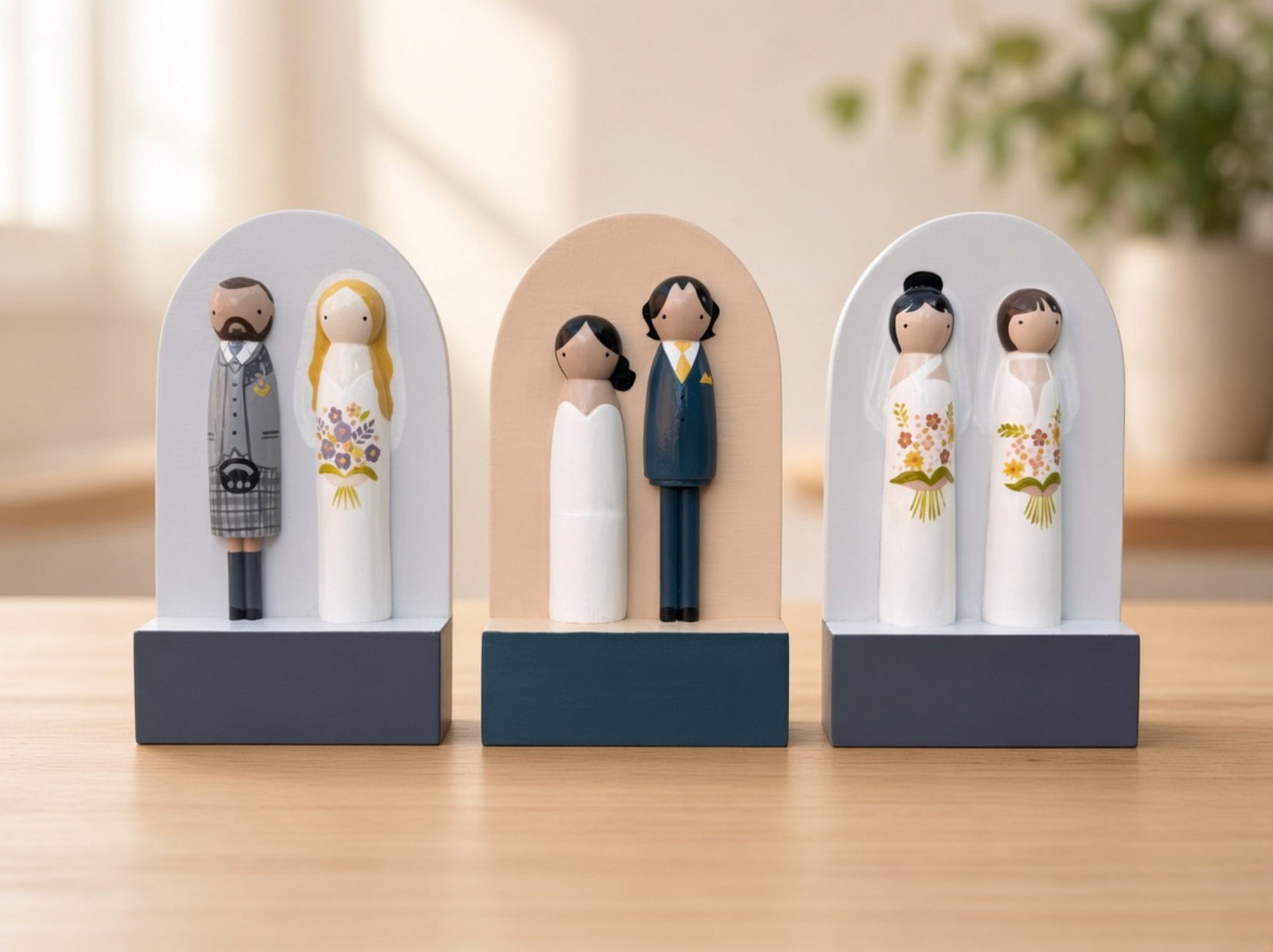 Bespoke Wooden Peg Family Plaque - Duo Small Set (Up to 2 Characters) - Image 4