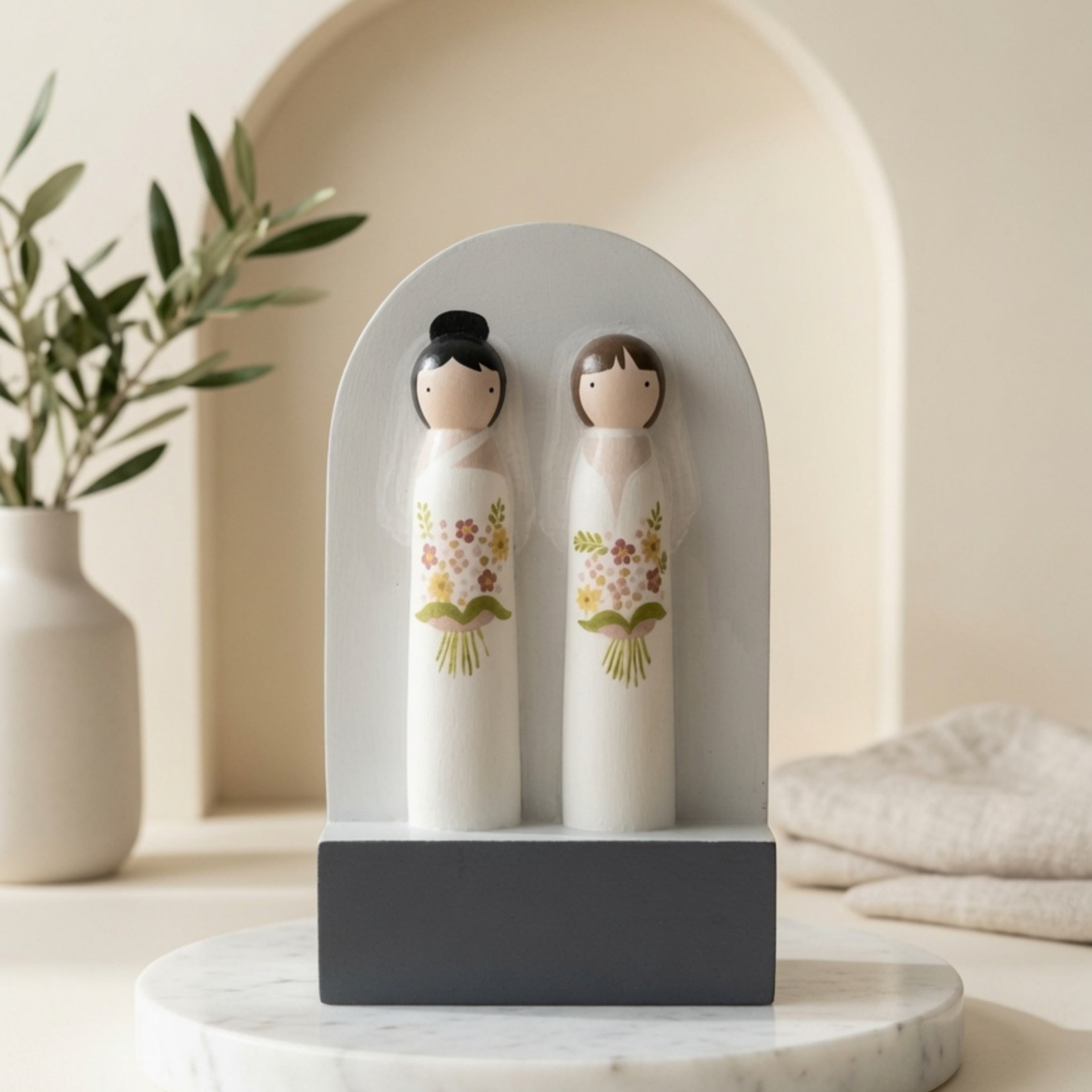 Bespoke Wooden Peg Family Plaque - Duo Small Set (Up to 2 Characters) - Image 5