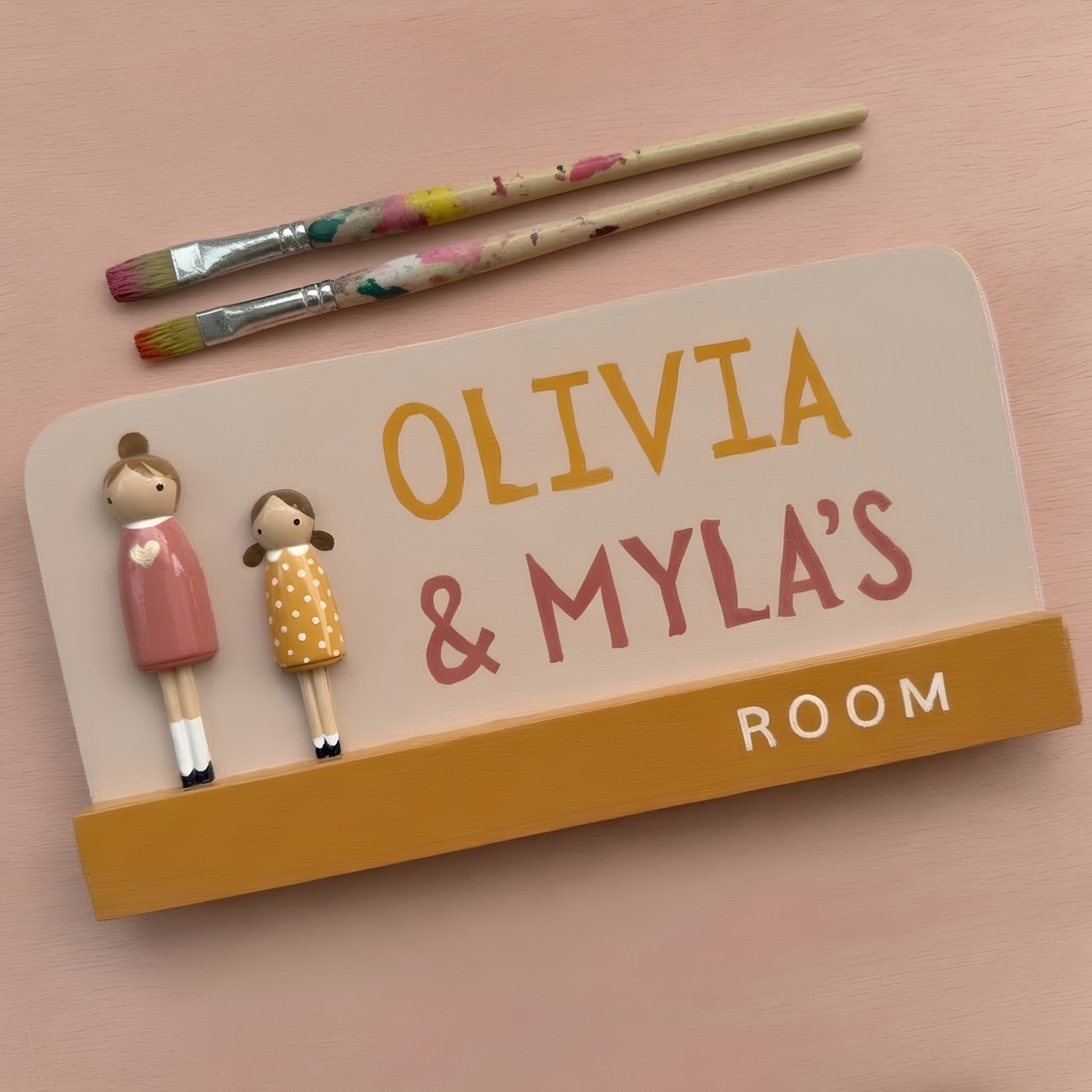 paint your own wooden peg doll room sign