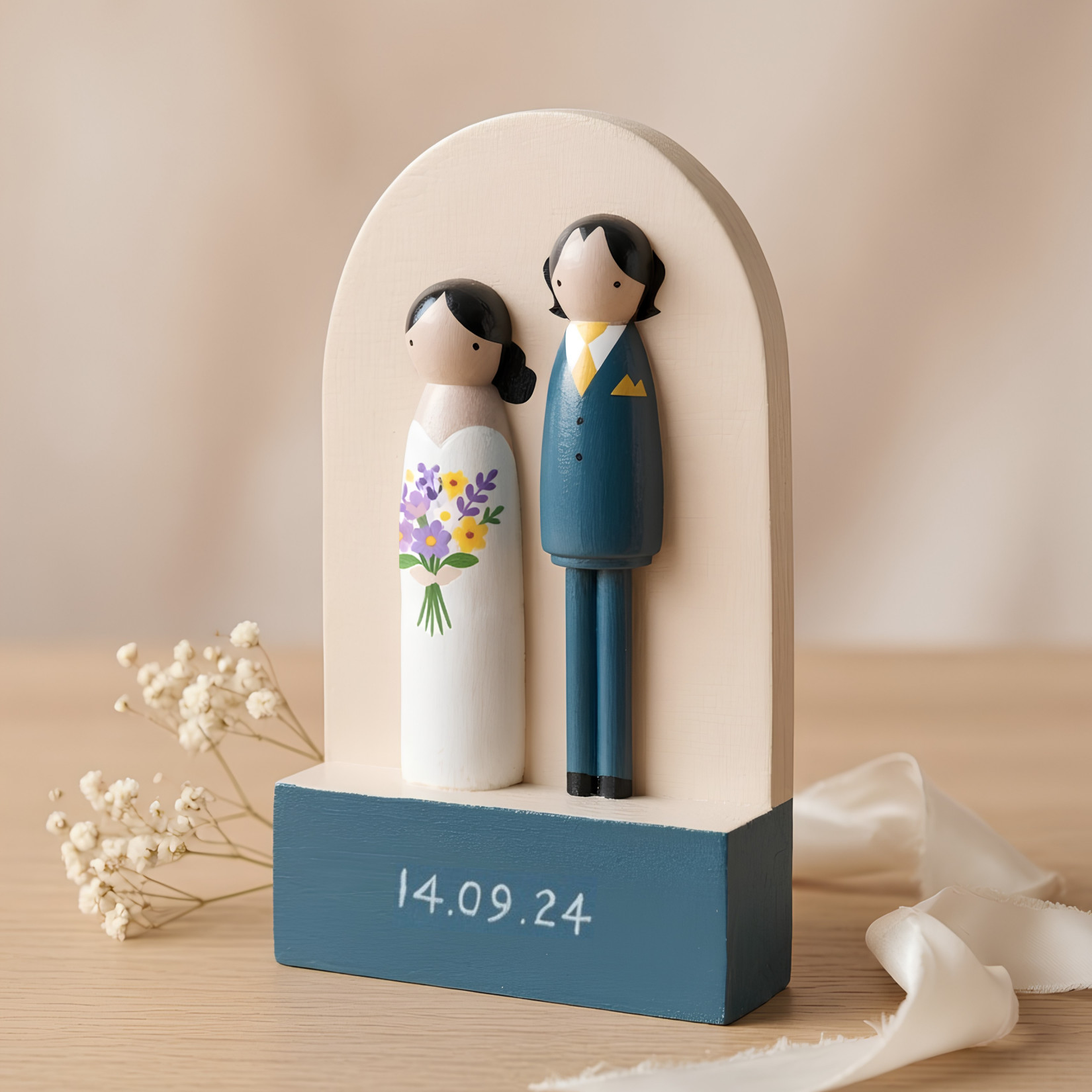personalised wedding peg doll couple